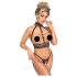 Abierta Fina - offenes Dessous-Set mit Ketten (schwarz) - L