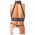 Abierta Fina - Offenes Dessous-Set mit Ketten (schwarz) - L