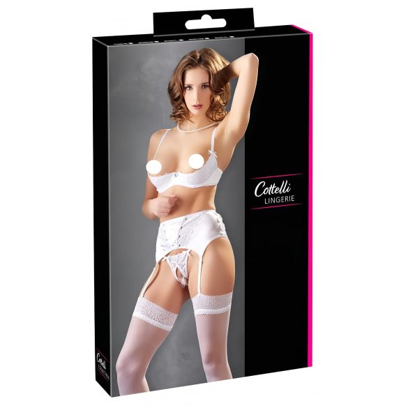 Cottelli - Korsagiertes, Spitzen-Bustier-Set (Weiß)  - 80C/M