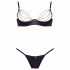 Cottelli - Strass-ketten, Satin-Push-up-Set (schwarz) 