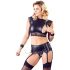 Cottelli Bondage - Spitzen-Glänzender, Ketten-Dessous-Set (schwarz)  - XL