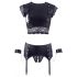 Cottelli Bondage - Spitzen-Glänzender, Ketten-Dessous-Set (schwarz)  - XL