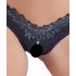 Cottelli - Offener Damen-Slip mit Perlen und Blumenmuster (schwarz) - L