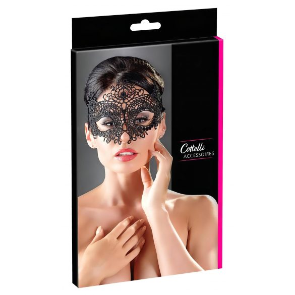 Cottelli - Bestickte Maske mit Spitzen-Effekt (Schwarz) 