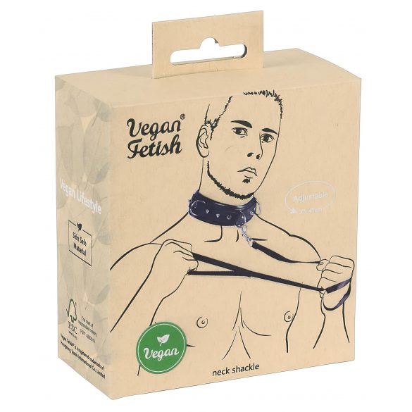 Vegan Fetish - Halsband mit Leine und Nieten (schwarz) 