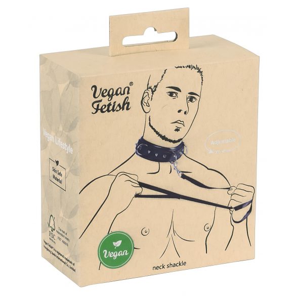 Vegan Fetish - Nietenhalsband mit Leine (schwarz)