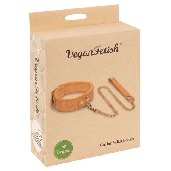 Vegan Fetisch - Halsband mit Leine (Kork) 