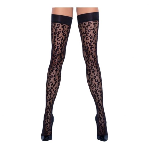 Cottelli Legwear - Leopardenmuster Strümpfe (Schwarz) 