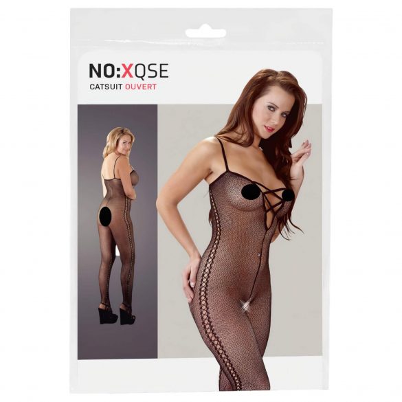 / NO:XQSE - Seitlich gemustertes Catsuit - schwarz 