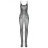 Obsessive G335 - durchsichtiger, offener Netz-Catsuit (schwarz) - S-L