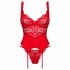 Obsessive Amor Cherris - Spitzen-Set mit Strumpfhalter (rot)