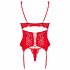 Obsessive Amor Cherris - Spitzen-Set mit Strumpfhalter (rot) - L/XL