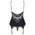 Obsessive 810-COR-1 - Spitze Oberteil & String mit Strumpfhalter schwarz