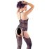 NO:XQSE - Rankenmuster und Riemen Dessous Set mit Tanga - Schwarz (S-L) 