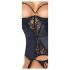 Abierta Fina - Hebe-Top mit Strumpfhalter (Schwarz) - M