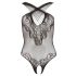 NO:XQSE - Blumenmuster Netzbody mit Neckholder - Schwarz (S-L)