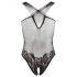 NO:XQSE - Blumenmuster Netzbody mit Neckholder - Schwarz (S-L)