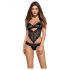 Obsessive Alluria - Blumen-Spitzenbody (schwarz)