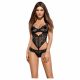 Obsessive Alluria - Florales Spitzen-Bodysuit (Schwarz) 