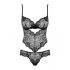 Obsessive Alluria - Florales Spitzen-Bodysuit (Schwarz) 