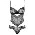 Obsessive Alluria - Florales Spitzen-Bodysuit (Schwarz) 