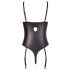 Abierta Fina - funkelndes Spitzen-Body mit Riemen und offenem Schnitt (schwarz)  - 80B/M