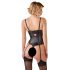 Abierta Fina - funkelndes Spitzen-Body mit Riemen und offenem Schnitt (schwarz)  - 85B/L