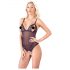 Cottelli - Spitzen, perlenverziertes, offenes Body (schwarz)  - XL