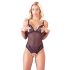 Cottelli - Spitzen, perlenverziertes, offenes Body (schwarz)  - XL