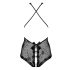 Obsessive Fiorenta - perlenverziertes, offenes, spitzen Body (schwarz)  - L/XL