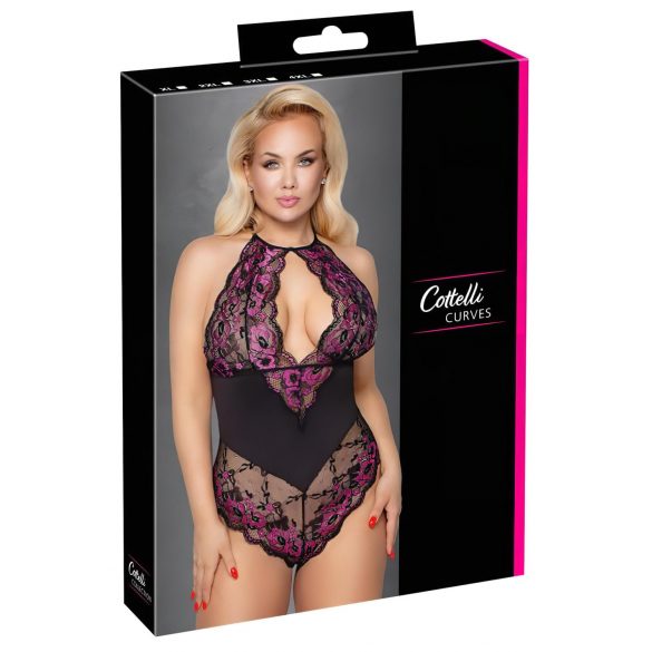 Cottelli Plus Size - Blumenkörper (schwarz-lila)