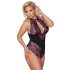 Cottelli Plus Size - Blumen-Body (Schwarz-Lila) 