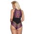 Cottelli Plus Size - Blumiger Body (Schwarz-Lila)