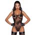 Noir - transparenter, blumiger Body (schwarz) - L