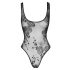 Noir - transparenter, blumiger Body (schwarz) - L