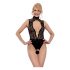 Abierta Fina - Lace Open Body with Rhinestones (Black)  - M