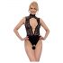 Abierta Fina - Offener Spitzenbody mit Strass (Schwarz) - M