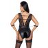 Cottelli Bondage - Spitzen-Body mit Halsband (schwarz) - M