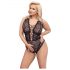 Cottelli Curves Plus Size - Transparenter Body mit Muster (Schwarz)