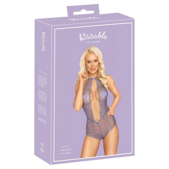 Kissable - Halsband, Spitzenbody (Lila) 