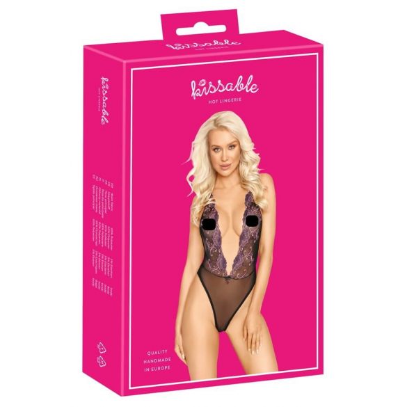 Kissable - rosa bestickter Body (schwarz) 