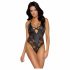 Cottelli Party - Blumenmuster Body (schwarz) 