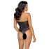 Cottelli Party - Blumenmuster Body (schwarz)  - M