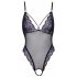 Cottelli - besticktes, offenes Spitzen-Body (schwarz-lila) 