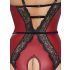 Abierta Fina - Offener Body mit Strumpfhalter (schwarz-rot) - L