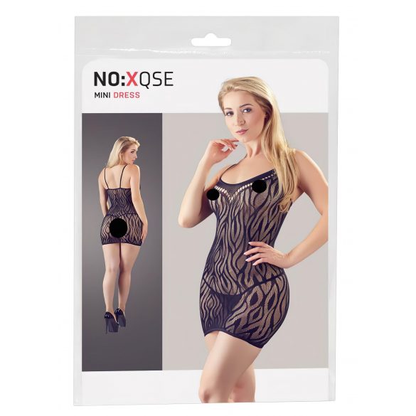 NO:XQSE - Tigerstreifen, transparentes Kleid mit Tanga - Schwarz (Größe S-L) 