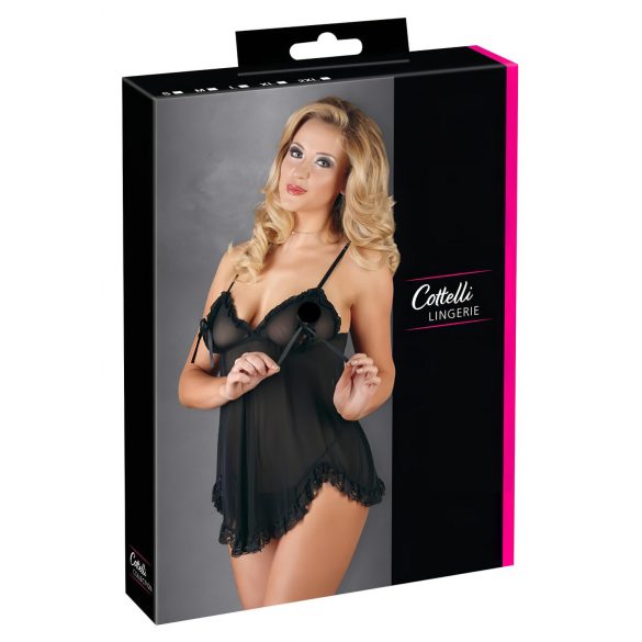 Cottelli - Luftiges, Rüschen-Babydoll (schwarz)