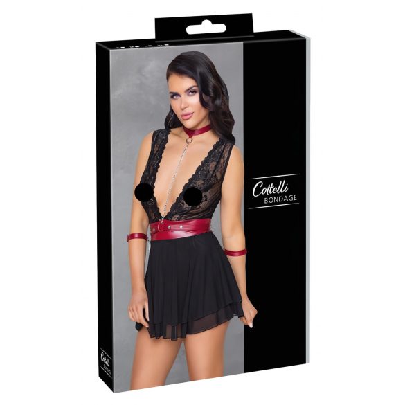 Cottelli Bondage - Halsband-Spitz-Babydoll (schwarz)  - XL