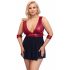 Cottelli Bondage Plus Size - tief ausgeschnittenes Babydoll (rot-schwarz) 