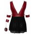 Cottelli Bondage Plus Size - tief ausgeschnittenes Babydoll (rot-schwarz) 